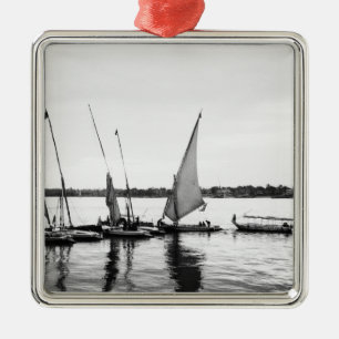 Adorno Metálico Luxor Egipto, Feluccas en el Nilo 2