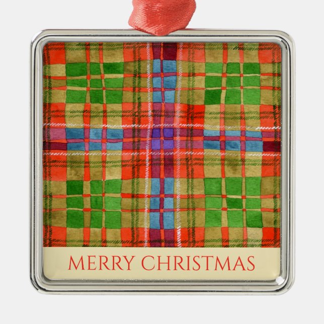 Adorno Metálico MAC RAE TARTAN Premium Square Ornamet + Texto (Frente)