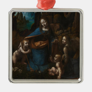 Adorno Metálico Madonna de las Rocas"Virgen María, niño Jesús, Jua