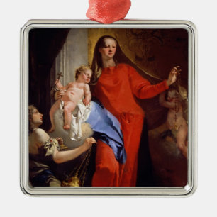 Adorno Metálico Madonna del rosario (aceite en lona)