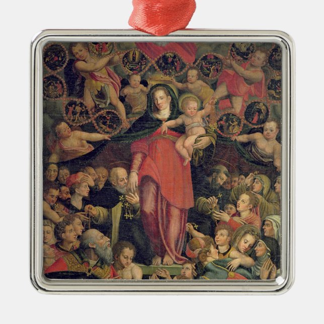 Adorno Metálico Madonna del rosario, c.1569 (aceite en lona) (Frente)