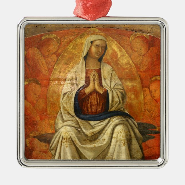 Adorno Metálico Madonna en Gloria (Virgen María Enstronada) (Frente)