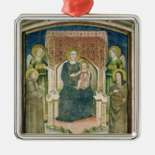 Adorno Metálico Madonna Enthroned con St Francis de Assisi
