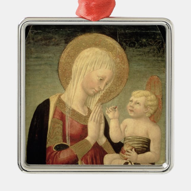 Adorno Metálico Madonna y niño con la granada (Frente)