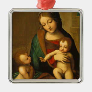 Adorno Metálico Madonna y niño con los santos