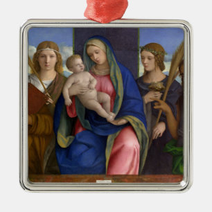 Adorno Metálico Madonna y niño con los santos