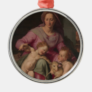Adorno Metálico Madonna y niño con San Juan Bautista