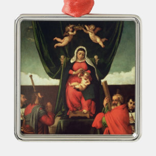 Adorno Metálico Madonna y niño Enthroned con cuatro santos, 1546