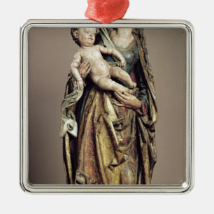 Adorno Metálico Madonna y niño, escultura de madera
