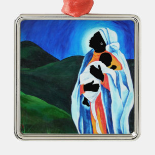 Adorno Metálico Madonna y niño - espere el mundo 2008
