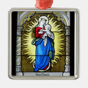 Adorno Metálico Madonna y ventana de la iglesia del vitral del