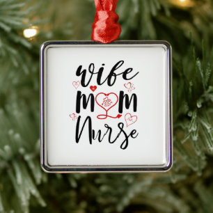 Adorno Metálico Madre esposa enfermera estetoscopio rojo