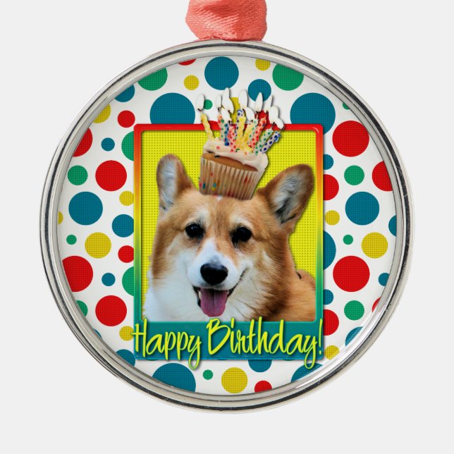 Adorno Metálico Magdalena del cumpleaños - Corgi - Owen (Frente)
