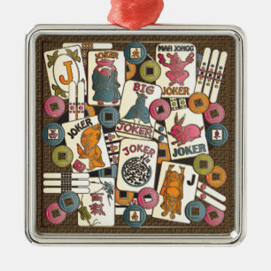 Adorno Metálico Mah Jongg Jokers