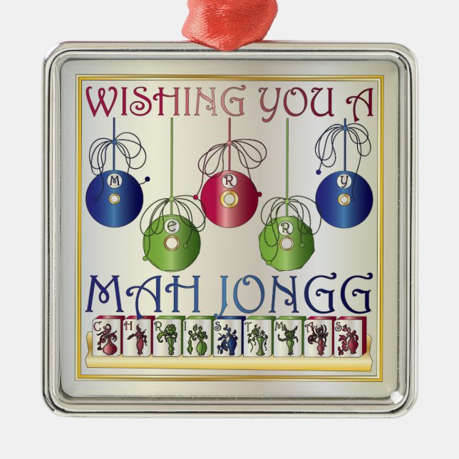 Adorno Metálico Mah Jongg Navidades Bettors Ornament (Frente)