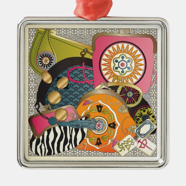 Adorno Metálico Mah Jongg Purses (Frente)