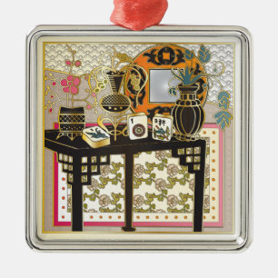 Adorno Metálico Mah Jongg Table