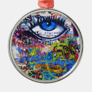 Adorno Metálico Mal de ojo azul de la pintada