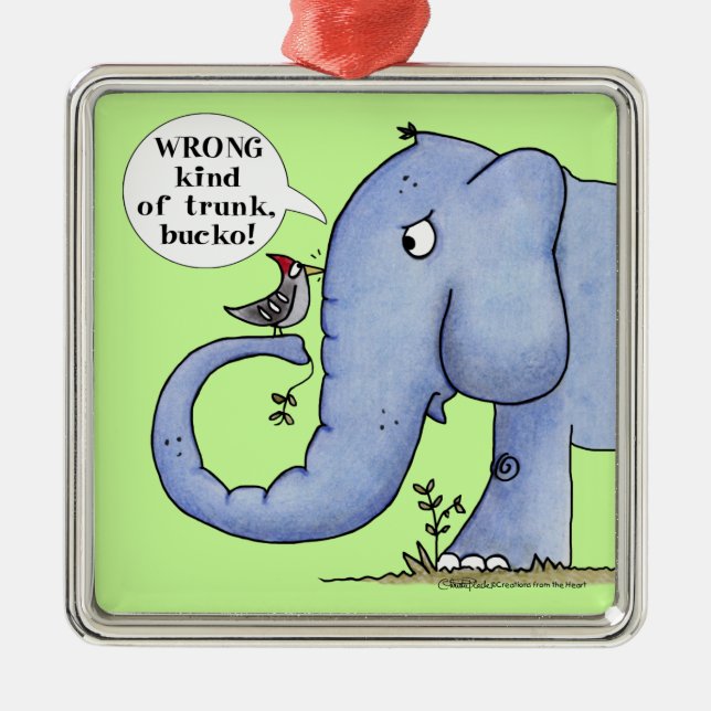 Adorno Metálico Malentendidos con respecto al elefante y el pájaro (Frente)