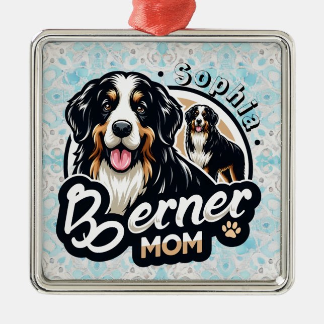 Adorno Metálico Mamá Berner - Regalo de mamá de perro de montaña d (Frente)
