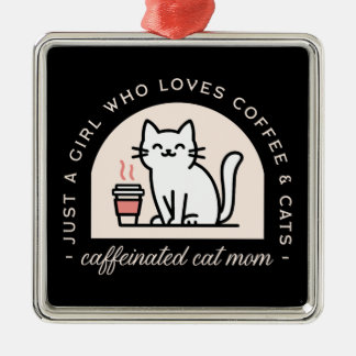 Adorno Metálico Mamá de gato amantes del café divertido