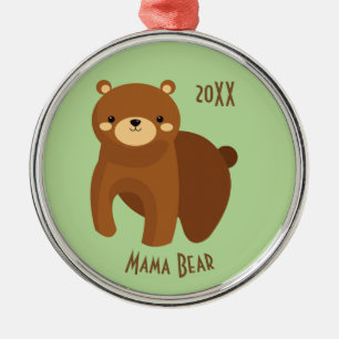 Adorno Metálico Mamá oso alimentando el amor Feliz Navidad