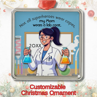 Adorno Metálico Mamá que usa bata de laboratorio es una superheroí