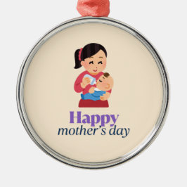 Adorno Metálico Mamá y bebé, feliz día de la madre