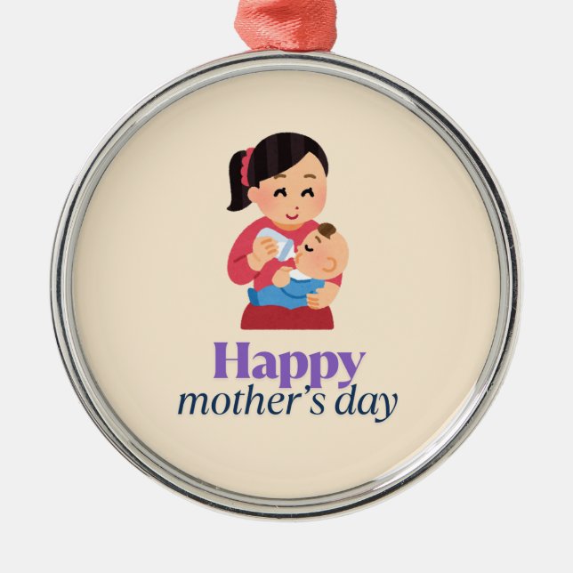 Adorno Metálico Mamá y bebé, feliz día de la madre (Frente)