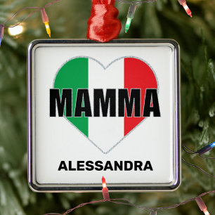 Adorno Metálico Mamma Bandera Italiana Corazón Regalo de Mamá Pers