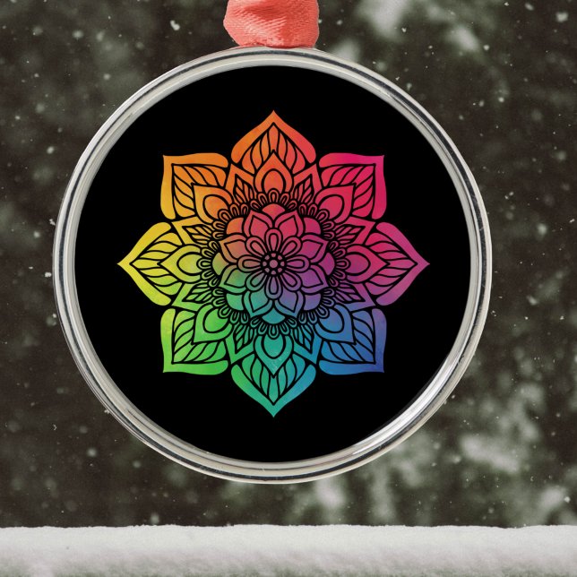 Adorno Metálico Mandala arcoiris en negro (Subido por el creador)