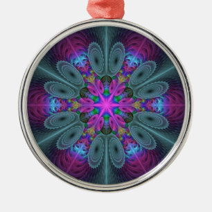 Adorno Metálico Mandalá Colorido Arte Fractal Impactante Caleidosc