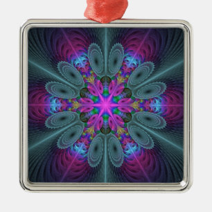 Adorno Metálico Mandala Colorido y llamativo arte fractal Kaleidos