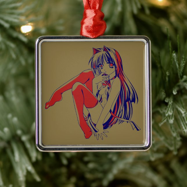 Adorno Metálico Manga americana Neko Catgirl Kawaii Anime (Árbol)