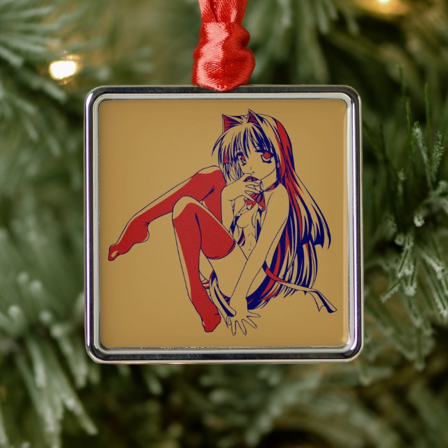 Adorno Metálico Manga americana Neko Catgirl Kawaii Anime (Árbol)