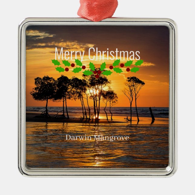 Adorno Metálico Manglar Darwin, Feliz Navidad (Frente)