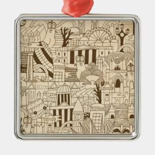 Adorno Metálico Mano de Londres dibujada en el papel viejo