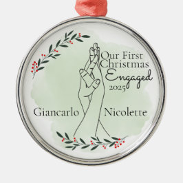 Adorno Metálico Manos entrelazadas primera Navidad comprometidas