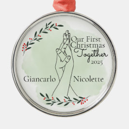 Adorno Metálico Manos entrelazadas primero Navidad juntas