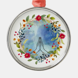 Adorno Metálico Manos rezando acuarela