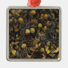 Adorno Metálico Manzanas en las ramas de árboles (de Serebriakova)