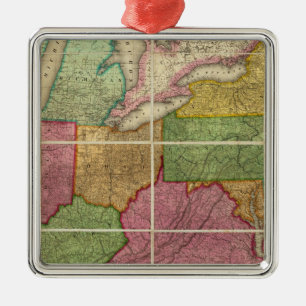 Adorno Metálico Mapa 4 de Estados Unidos