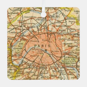 Adorno Metálico Mapa Antiguo de París