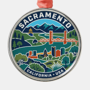Adorno Metálico Mapa Antiguo de Sacramento California