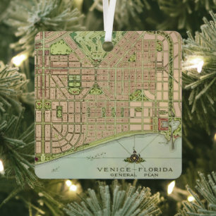 Adorno Metálico Mapa Antiguo de Venice Florida