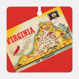 Adorno Metálico Mapa Antiguo de Virginia