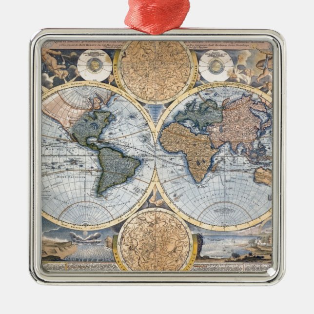 Adorno Metálico Mapa antiguo hermoso del atlas (Frente)