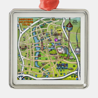 Adorno Metálico Mapa céntrico del dibujo animado de San Antonio
