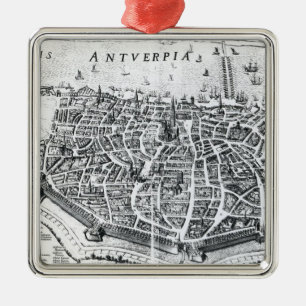 Adorno Metálico Mapa de Amberes