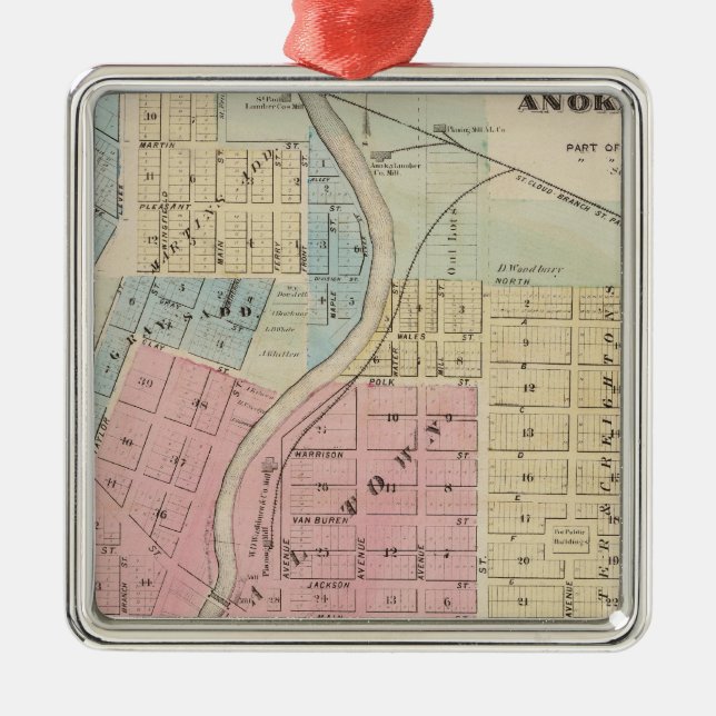 Adorno Metálico Mapa de Anoka, el condado de Anoka, Minnesota (Frente)